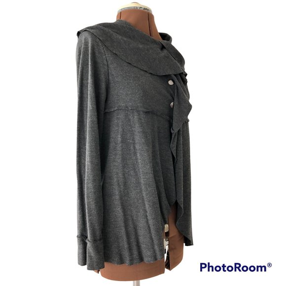 Grey Empire Waist Ruffled Cardigan - Picture 6 of 8